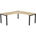 OLG AXIS SINGLE SIDED 90 DEGREE WORKSTATION RIGHT HAND RETURN 1800 X 1800 X 750MM BLACK FRAME NEW OAK TOP