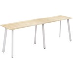 OLG FLARE BAR LEANER 6 LEG WHITE FRAME 3000MM X 750MM NEW OAK RAVINE 2PIECE TOP