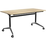 OLG MODULUS FLIP TABLE 1200 X 750MM BLACK FRAME NEW OAK TOP