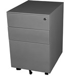 STEELCO TRIMLINE MOBILE PEDESTAL 3DRAWER LOCKABLE 390 X 500 X 615MM SILVER GREY