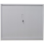 STEELCO TAMBOUR DOOR CABINET 2 SHELVES 1015H X 1200W X 463D MM WHITE SATIN