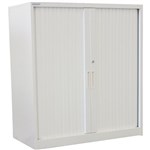 STEELCO TAMBOUR DOOR CABINET 2 SHELVES 1015H X 900W X 463D MM SILVER GREY