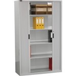 STEELCO TAMBOUR DOOR CABINET 3 SHELVES 1320H X 1200W X 463D MM SILVER GREY
