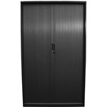 STEELCO TAMBOUR DOOR CABINET 5 SHELVES 2000H X 1200W X 463D MM BLACK SATIN