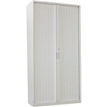 STEELCO TAMBOUR DOOR CABINET 5 SHELVES 2000H X 1200W X 463D MM SILVER GREY