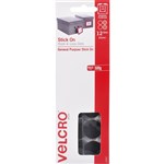 VELCRO BRAND   STICKON HOOK AND LOOP DOTS 22MM BLACK PACK 12
