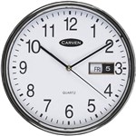 CARVEN WALL CLOCK WITH DATE 285MM SILVER FRAME