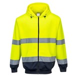 PORTWEST HIGH VISIBILITY ZIPPED HOODY TWOTONE LARGE YELLOW NAVY
