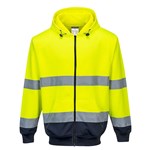 PORTWEST HIGH VISIBILITY ZIPPED HOODY TWOTONE SMALL YELLOW NAVY