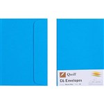 QUILL C6 COLOURED ENVELOPES PLAINFACE STRIP SEAL 80GSM 114 X 162MM MARINE BLUE PACK 25