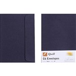 QUILL C6 COLOURED ENVELOPES PLAINFACE STRIP SEAL 80GSM 114 X 162MM BLACK PACK 25