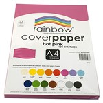 RAINBOW COVER PAPER 125GSM A4 HOT PINK PACK 100