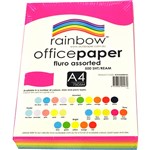 RAINBOW COLOURED A4 COPY PAPER 75GSM 500 SHEETS FLURO ASSORTED