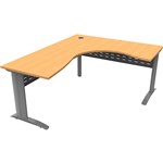 RAPID SPAN CORNER WORKSTATION WITH METAL MODESTY PANEL 1800 X 1200 X 700MM BEECHSILVER