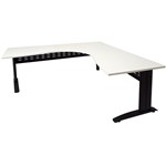 RAPID SPAN CORNER WORKSTATION WITH METAL MODESTY PANEL 1800 X 1500 X 700MM NATURAL WHITEBLACK