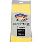 RAINBOW PREMIUM TISSUE PAPER 17GSM 500 X 750MM YELLOW PACK 5