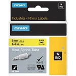DYMO 18052 RHINO INDUSTRIAL HEAT SHRINK TUBING 6MM BLACK ON YELLOW