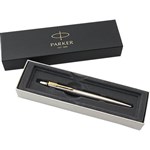 PARKER JOTTER BALLPOINT PEN MEDIUM BLUE INK STAINLESS STEEL GOLD TRIM GIFT BOX