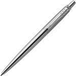 PARKER JOTTER BALLPOINT PEN MEDIUM BLUE INK STAINLESS STEEL CHROME TRIM