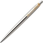 PARKER JOTTER BALLPOINT PEN MEDIUM BLUE INK STAINLESS STEEL GOLD TRIM
