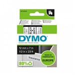 DYMO 45013 D1 LABELLING TAPE 12MM X 7M BLACK ON WHITE