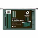OLYMPIC 100 RECYCLED EASY GLIDE SUSPENSION FILES WITH TABS FOOLSCAP GREEN PACK 10