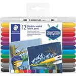 STAEDTLER 3190 DOUBLEENDED FABRIC PEN MARKERS ASSORTED BOX 12