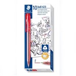 STAEDTLER 423 STICK ICE TRIANGULAR RETRACTABLE BALLPOINT PEN FINE RED BOX 10