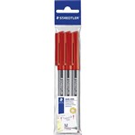 STAEDTLER 430 STICK BALLPOINT PEN MEDIUM RED PACK 3