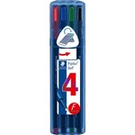 STAEDTLER 437 TRIPLUS BALLPOINT PEN FINE ASSORTED PACK 4