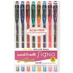 UNIBALL UM120 SIGNO GEL INK ROLLERBALL PEN 07MM ASSORTED WALLET 8