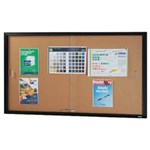 VISIONCHART BE NOTICED NOTICE CASE 2 SLIDING DOOR 1525 X 915MM BLACK FRAME CORK BACKING