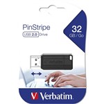 VERBATIM STORENGO PINSTRIPE USB FLASH DRIVE 20 32GB BLACK