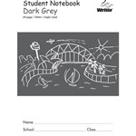 WRITER STUDENT NOTEBOOK 10MM SINGLE RULED 64 PAGE 250 X 175MM DARK GREY