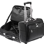 WATERVILLE PILOT CASECOMPUTER BAG VINYL WITH TROLLEY WHEELS AND RETRACTABLE HANDLE BLACK