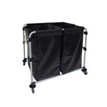 COMPASS COLLAPSIBLE LAUNDRY CART WITH VINYL BAGS 2 X 150L BLACK