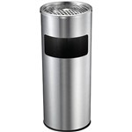 COMPASS STAINLESS STEEL LOBBY BIN WITH ASHTRAY 10 LITRE