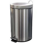 COMPASS GARBAGE PEDAL BIN ROUND 12 LITRE SILVER