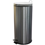 COMPASS GARBAGE PEDAL BIN ROUND 30 LITRE SILVER