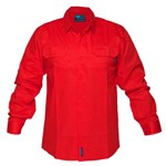 PRIME MOVER MV278 HIVIS LIGHTWEIGHT COTTON DRILL SHIRT LONG SLEEVE RED
