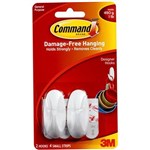 COMMAND ADHESIVE DESIGNER SMALL HOOK WHITE PACK 2 HOOKS 4 STRIPS