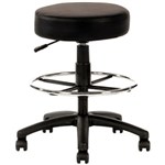 YS DESIGN UTILITY STOOL WITH DRAFTING RING BLACK FRAME AND PU COVER