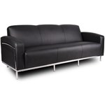 SIENNA LOUNGE THREE SEATER CHROME FRAME PU BLACK
