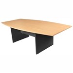 YS DESIGN OXLEY CONFERENCE TABLE BOAT SHAPED 1200 X 2400 X 730MM BEECHIRONSTONE