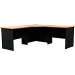 YS DESIGN OXLEY CORNER WORKSTATION COMPLETE 1800 X 1800 X 600 X 730MM BEECHIRONSTONE