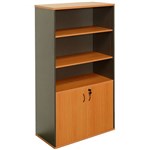 YS DESIGN OXLEY HALF DOOR STATIONERY CUPBOARD 900 X 450 X 1800MM BEECHIRONSTONE