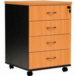YS DESIGN OXLEY MOBILE PEDESTAL 4DRAWER LOCKABLE BEECHIRONSTONE