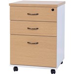 YS DESIGN OXLEY MOBILE PEDESTAL 3DRAWER LOCKABLE OAKWHITE