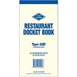 ZIONS 22D RESTAURANT DOCKET BOOK CARBONLESS DUPLICATE 200 X 95MM